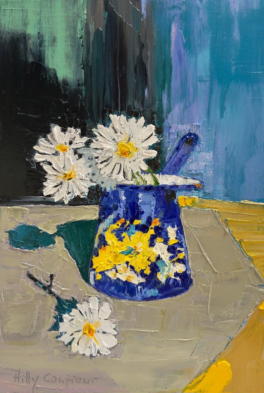 Daisies in vintage Romanian Coffee Jug - Gold Coast Gallery Of ArtHilly Coufreur