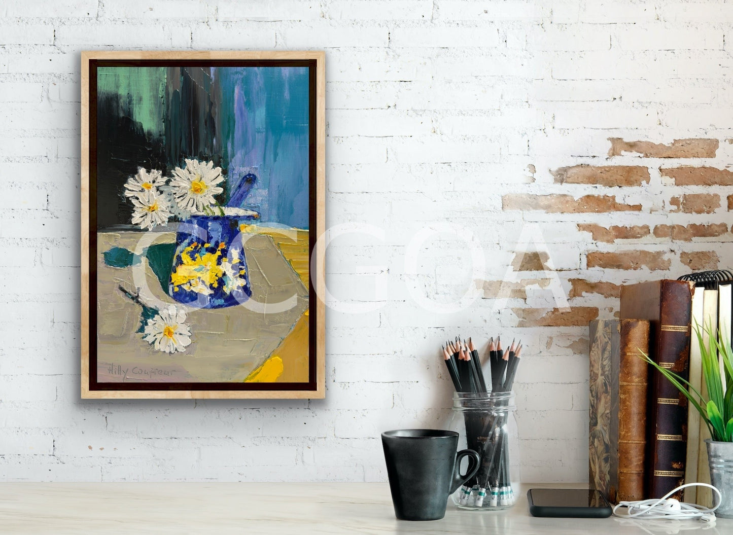 Daisies in vintage Romanian Coffee Jug - Gold Coast Gallery Of ArtHilly Coufreur