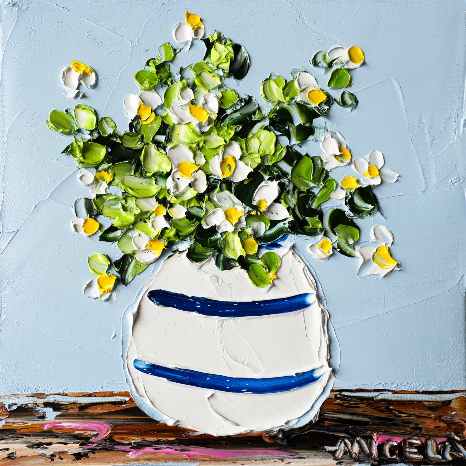 Daisies On Blue - Gold Coast Gallery Of ArtAngela Hawkey