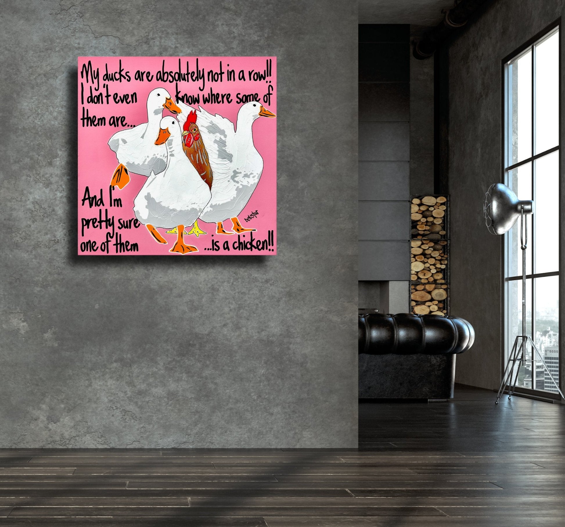 Ducks in a Row Pink Chicken - Gold Coast Gallery Of ArtDeborah Lang