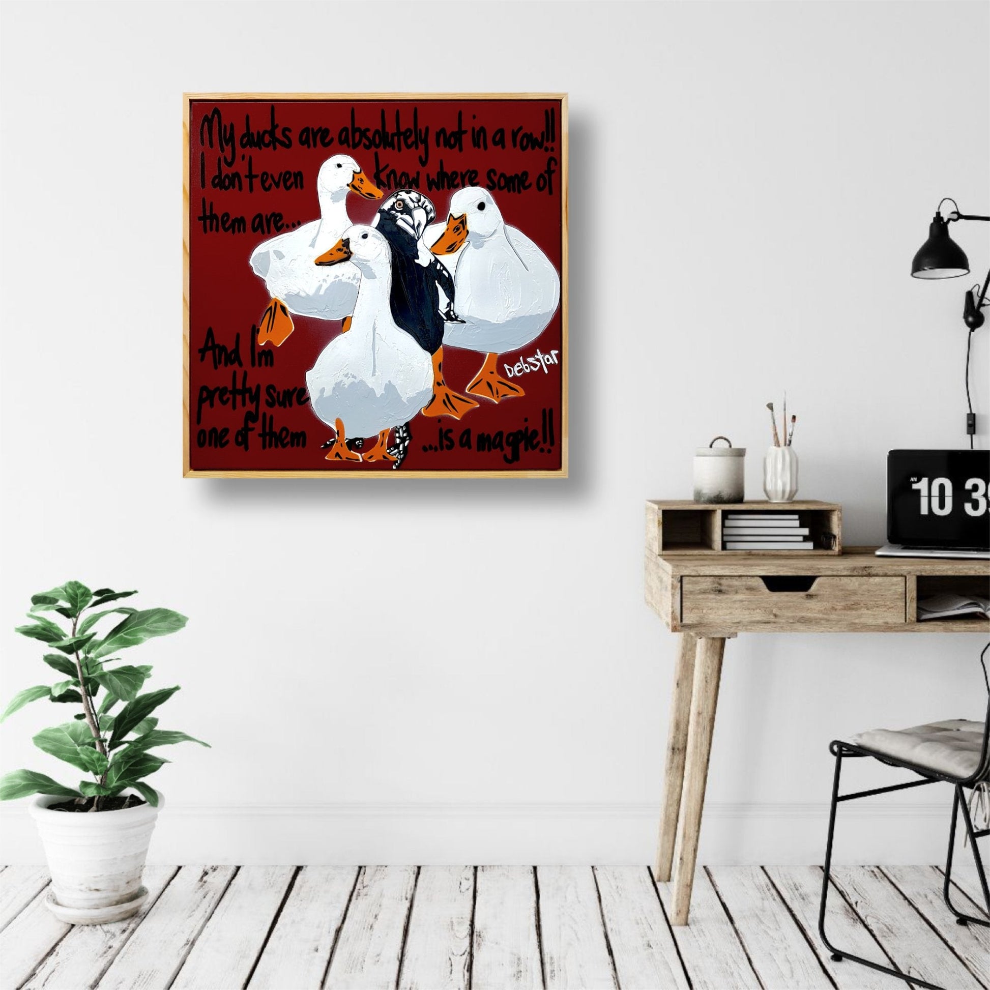 Ducks in a Row! - red 1 - Gold Coast Gallery Of ArtDeborah Lang