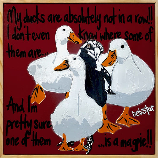 Ducks in a Row! - red 1 - Gold Coast Gallery Of ArtDeborah Lang