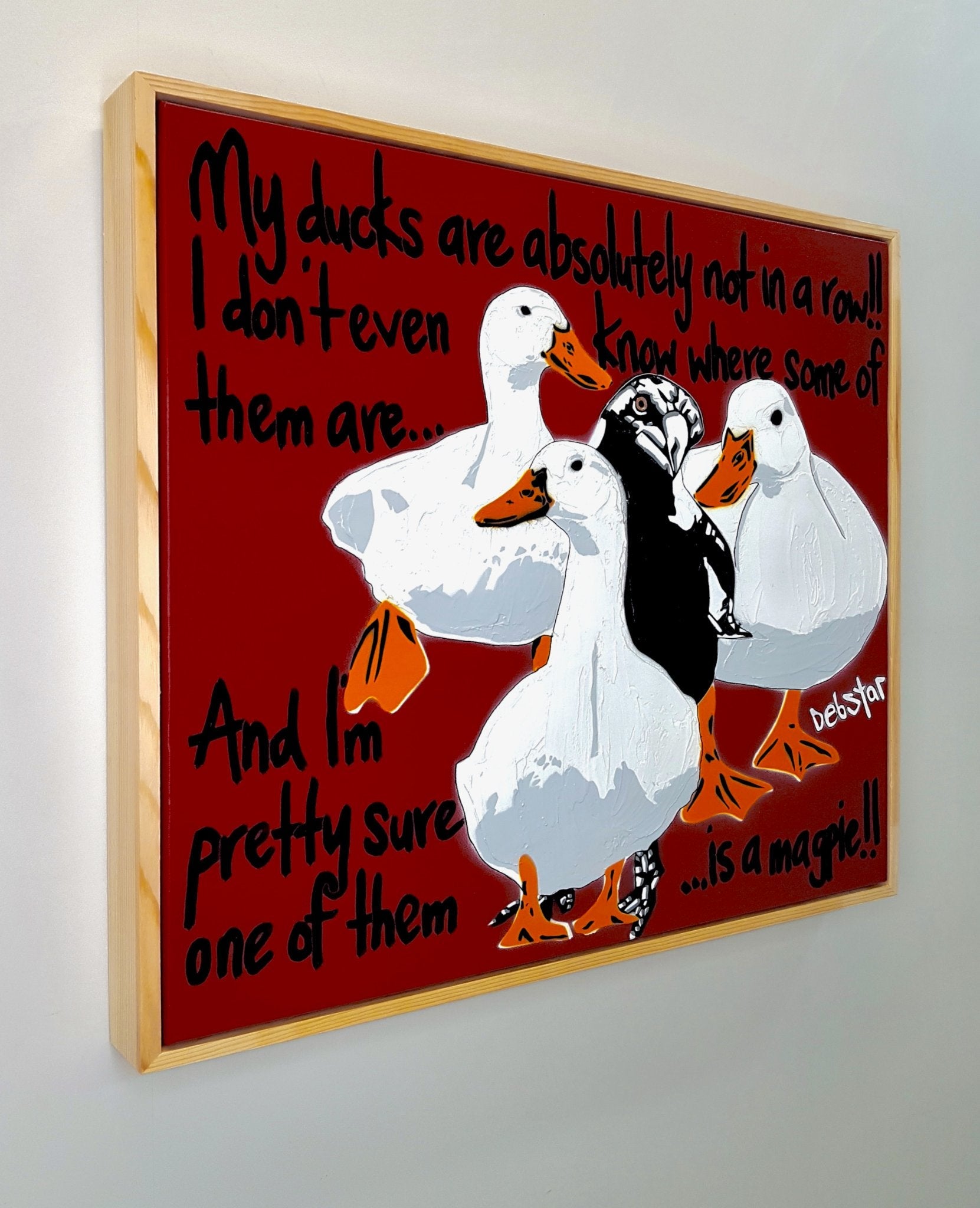 Ducks in a Row! - red 1 - Gold Coast Gallery Of ArtDeborah Lang