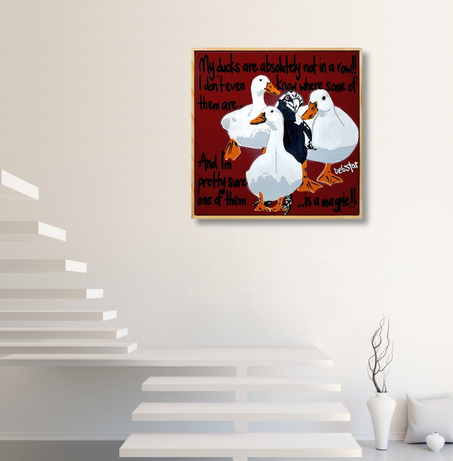 Ducks in a Row! - red 1 - Gold Coast Gallery Of ArtDeborah Lang