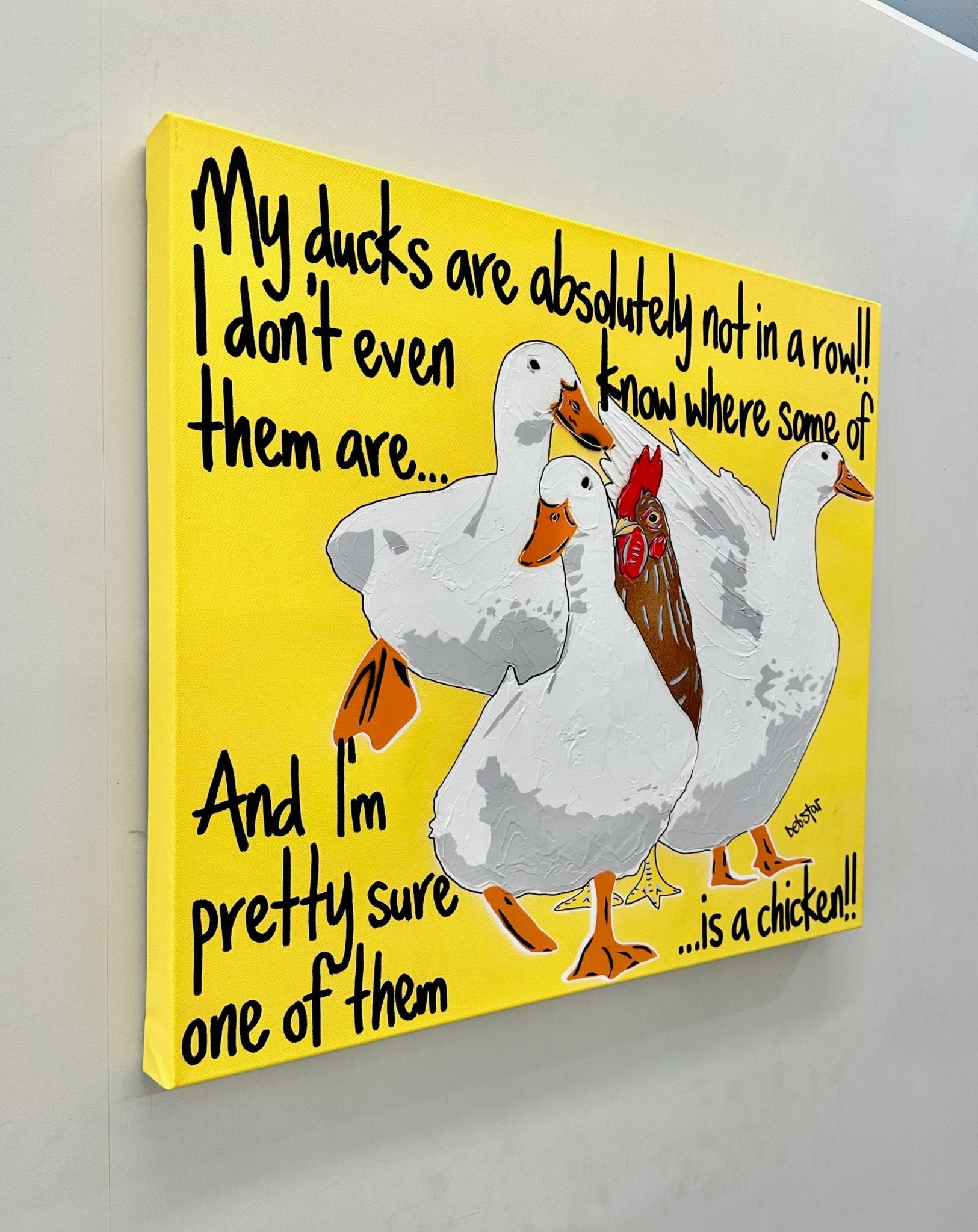 Ducks in a Row Yellow Chicken - Gold Coast Gallery Of ArtDeborah Lang