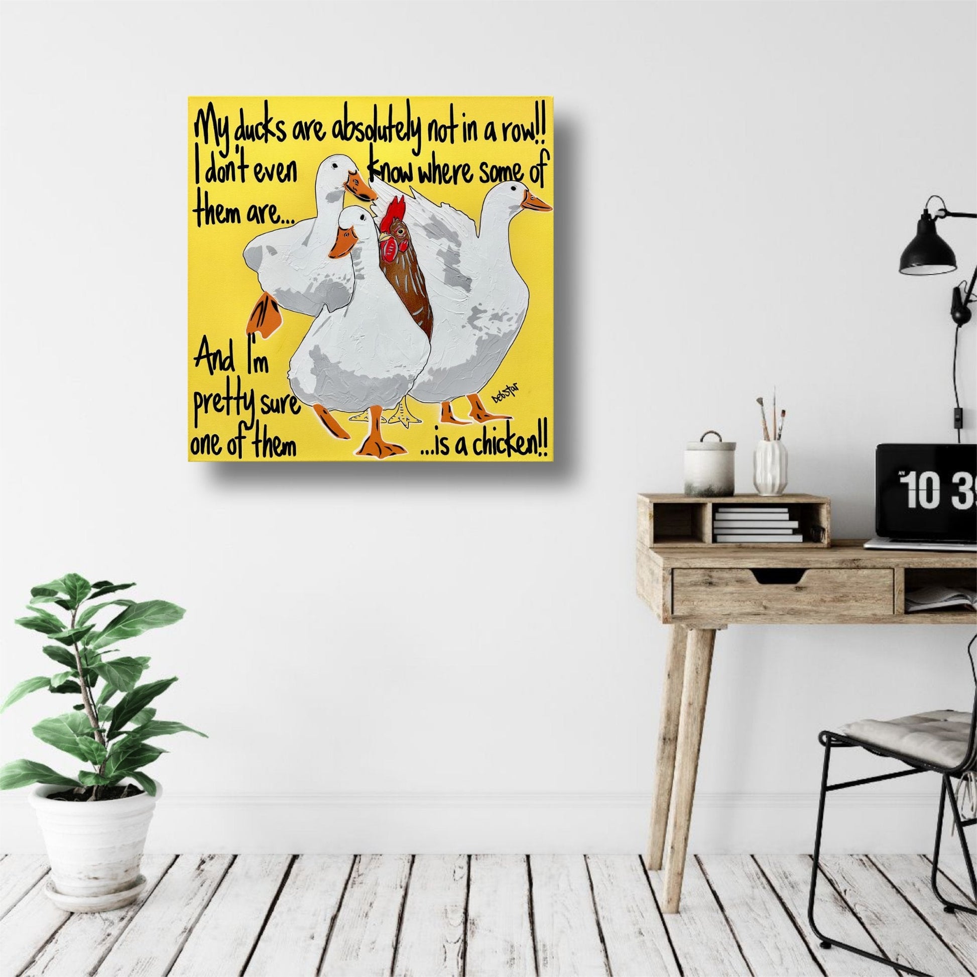 Ducks in a Row Yellow Chicken - Gold Coast Gallery Of ArtDeborah Lang
