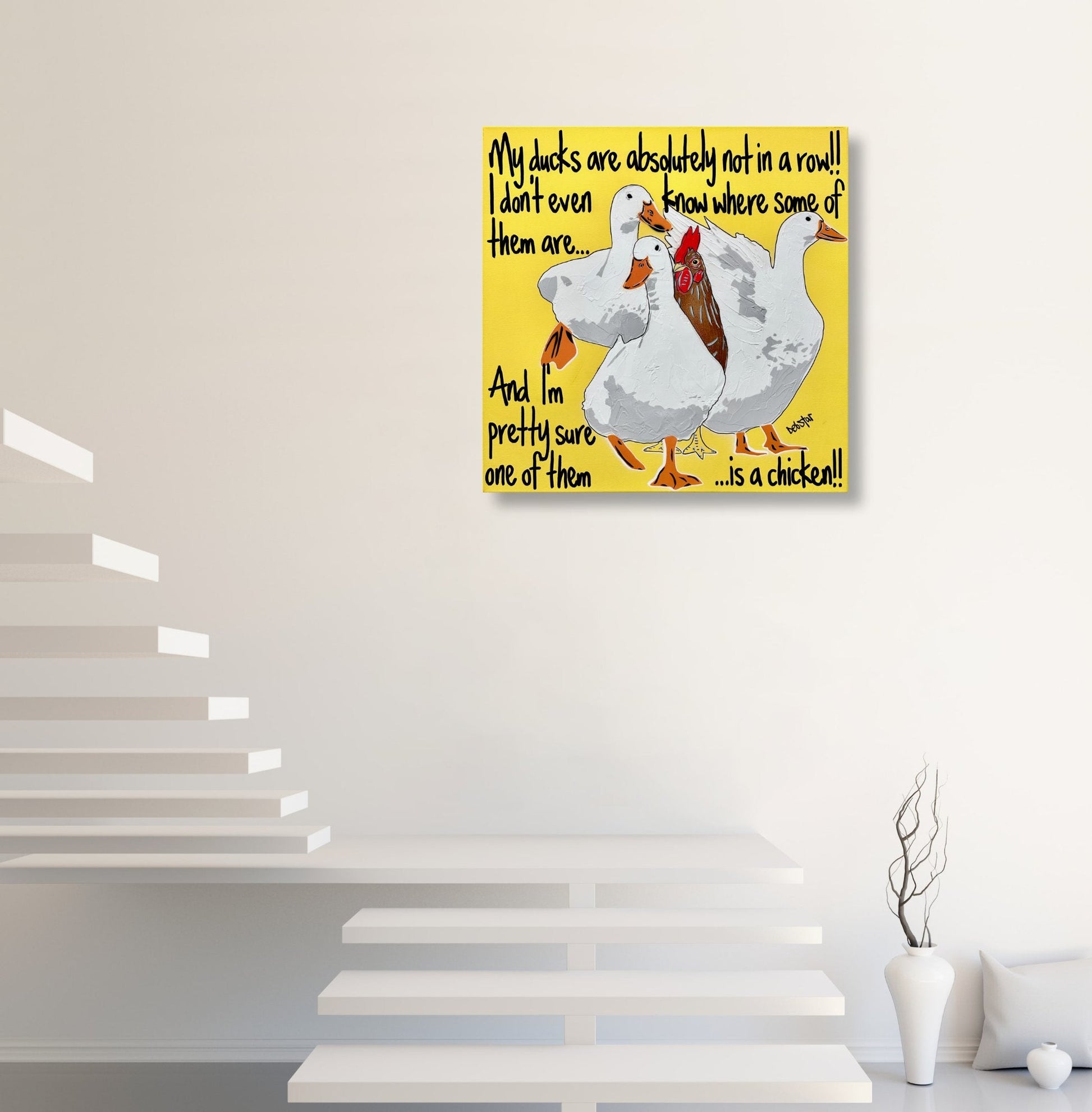 Ducks in a Row Yellow Chicken - Gold Coast Gallery Of ArtDeborah Lang