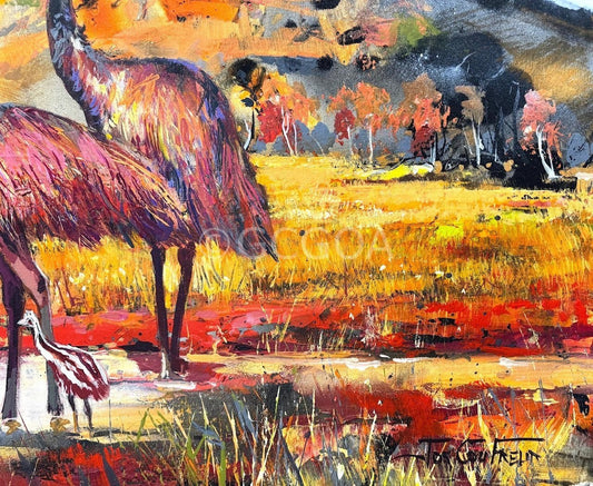 Emu Family in the Kimberley - Gold Coast Gallery Of ArtJos Coufreur