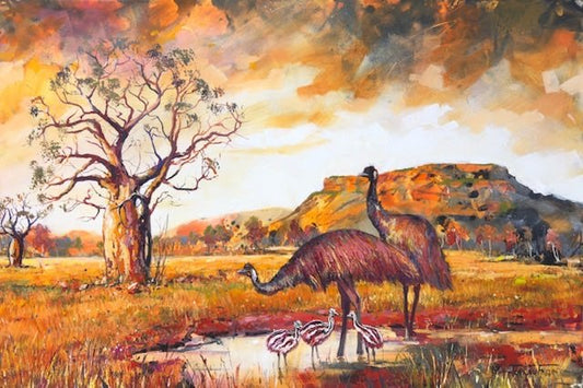 Emu Family in the Kimberley - Gold Coast Gallery Of ArtJos Coufreur