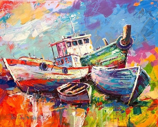 Fishing Boats 2 - Original Art - Gold Coast Gallery Of ArtJos Coufreur