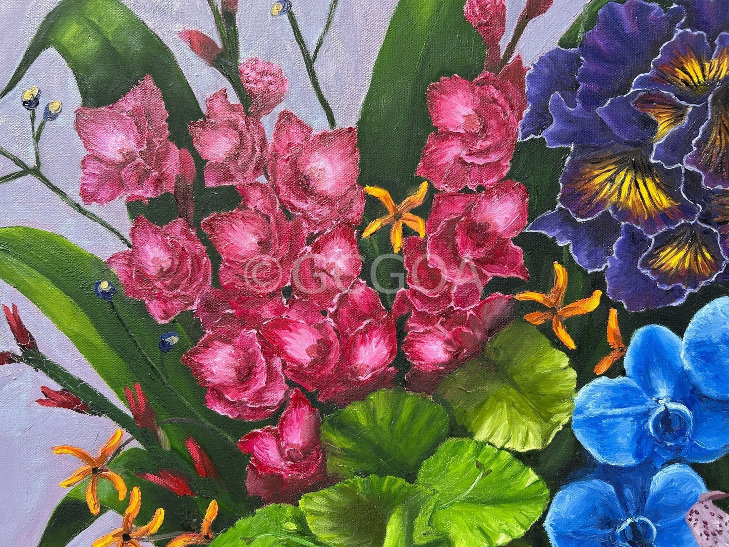 Flowers with Lilac and Teal Background - Gold Coast Gallery Of ArtCoco Cashman