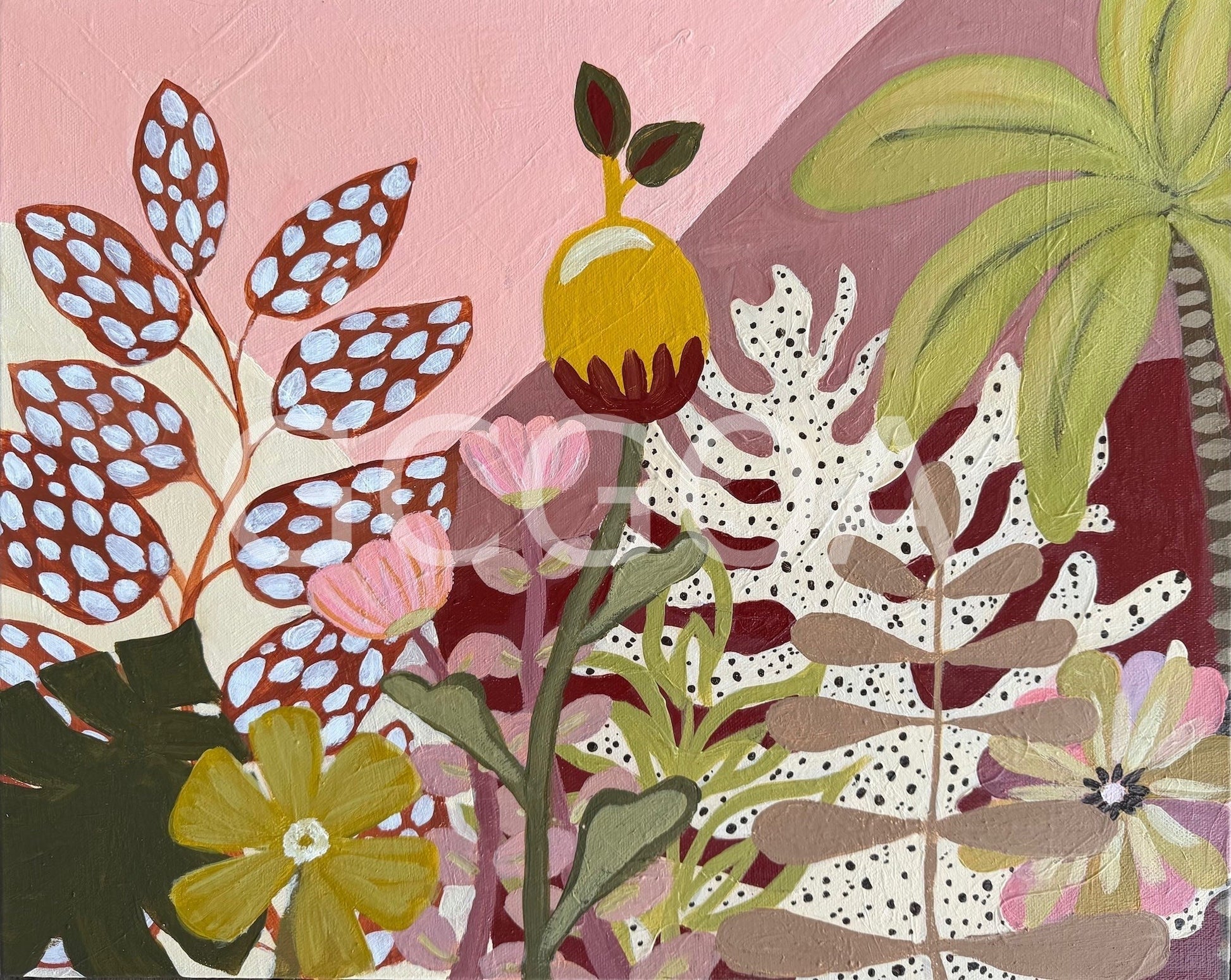 FRECKLES - Astract Floral in earthy tones - Gold Coast Gallery Of ArtDaniela Fowler Art