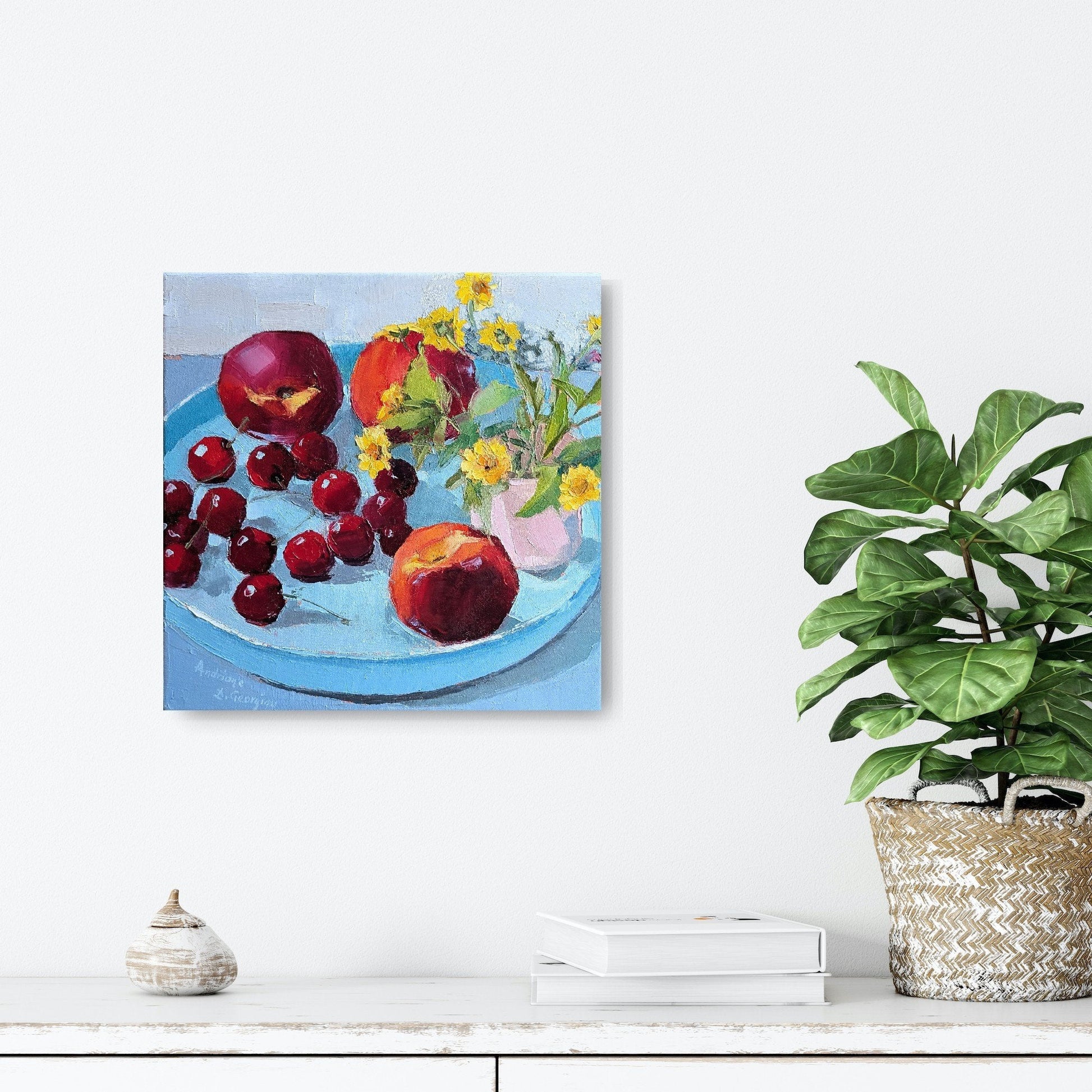 Fruit on Blue Tray - Gold Coast Gallery Of ArtAndriane Georgiou