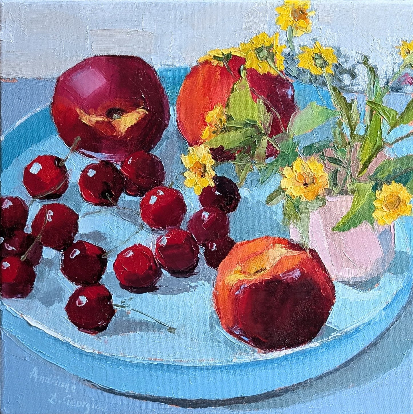 Fruit on Blue Tray - Gold Coast Gallery Of ArtAndriane Georgiou