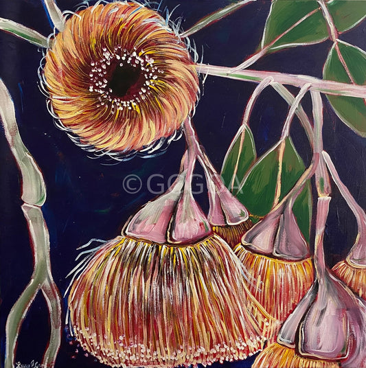 Gum Flowers on Navy - Original Art - Gold Coast Gallery Of ArtLucy Car