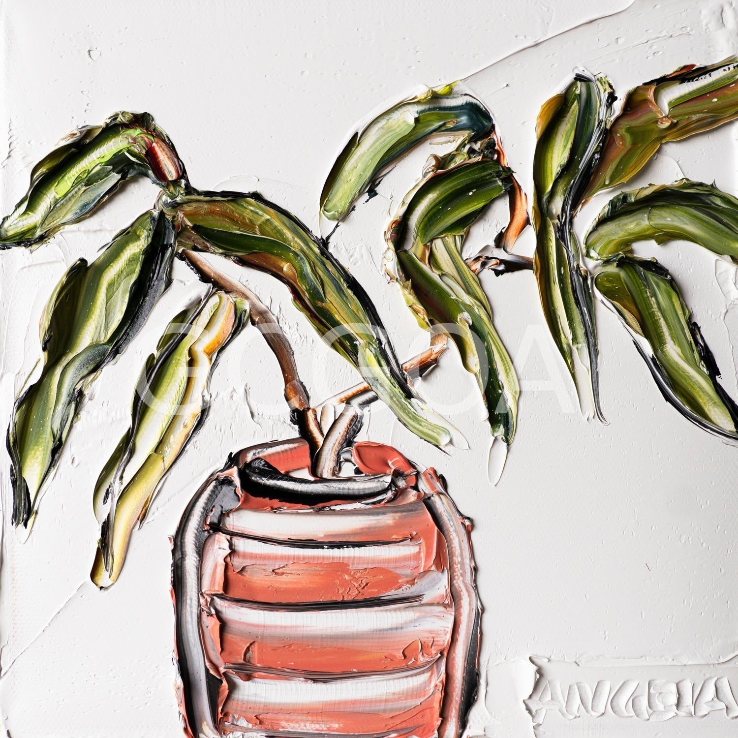 Gum Leaves in Clay Vase - Gold Coast Gallery Of ArtAngela Hawkey