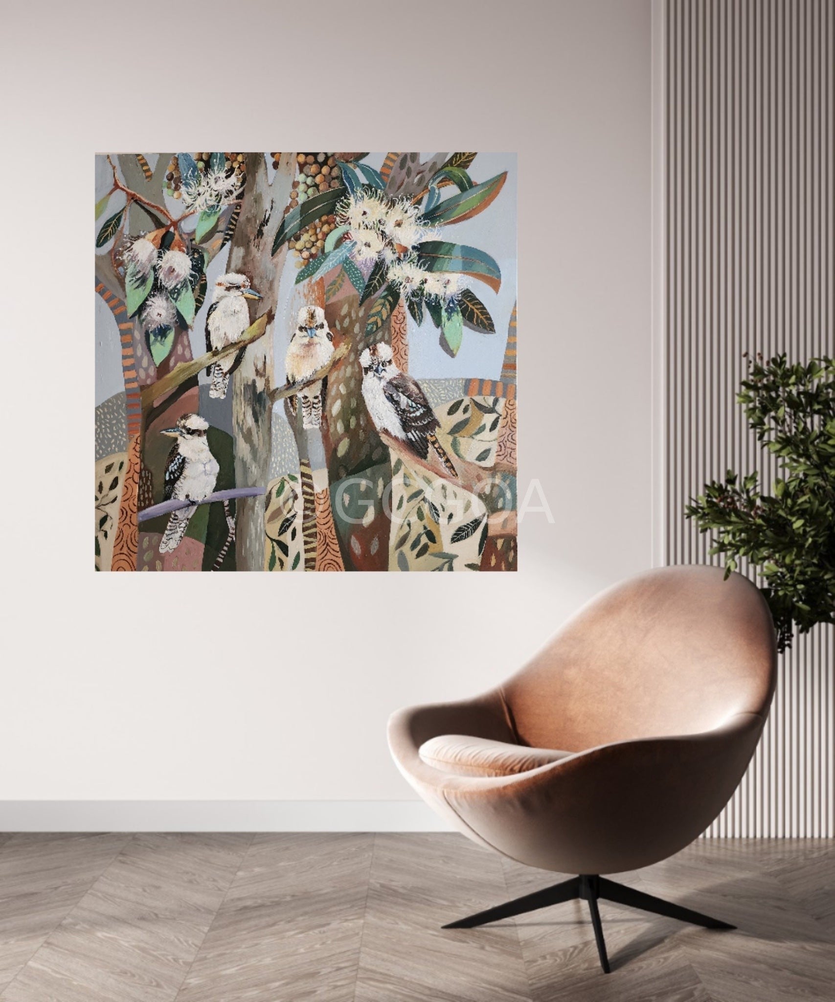 Kookaburras with White Gum Blossom - Gold Coast Gallery Of ArtSusan Trudinger