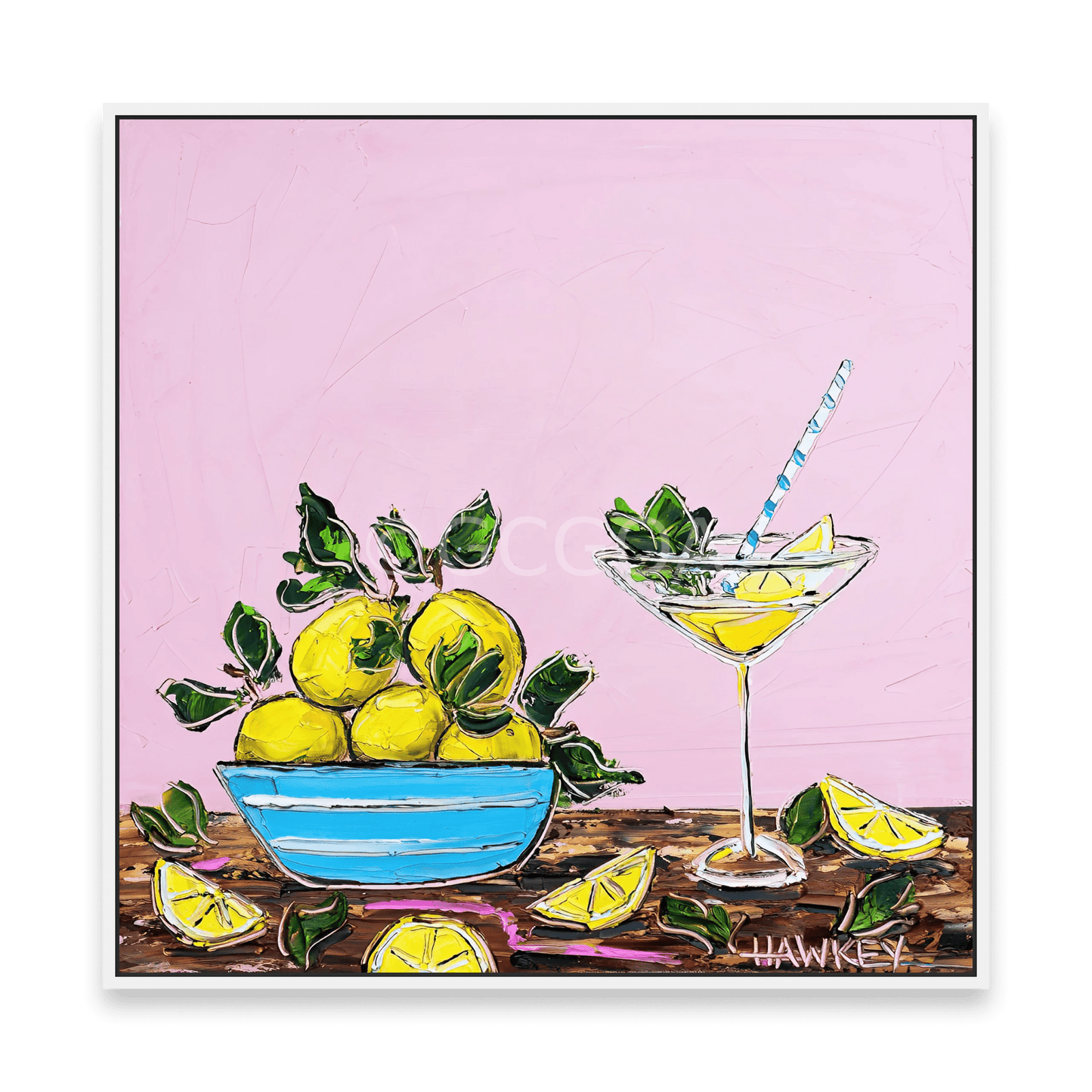 Lemon Bowl And Cocktail - Fine Art Print - Gold Coast Gallery Of ArtAngela Hawkey
