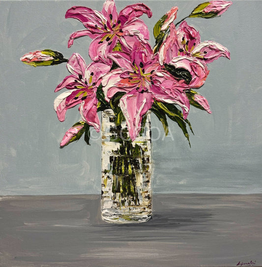 Lilies in glass vase - Original Art - Gold Coast Gallery Of ArtAnjana Rai
