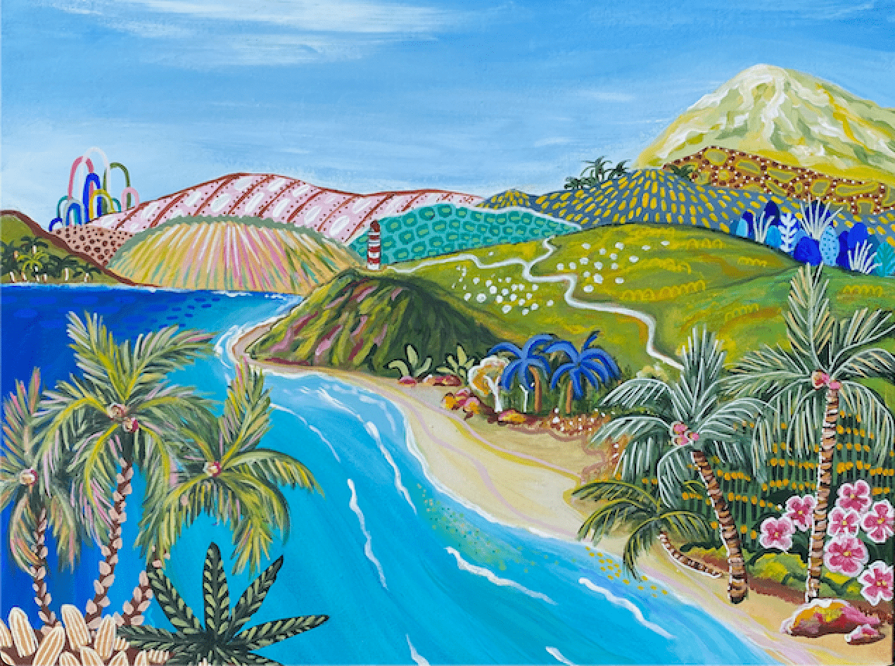 LITTLE COVE - Tropical Landscape with lighthouse - Original Art - Gold Coast Gallery Of ArtDaniela Fowler Art