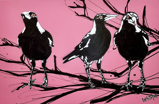 Magpie Street Birds! Pink - Original Art - Gold Coast Gallery Of ArtDeborah Lang