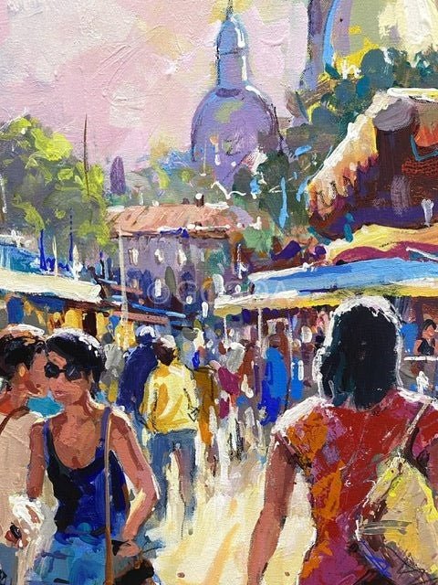 Market Day in Paris- Original Art - Gold Coast Gallery Of ArtJos Coufreur