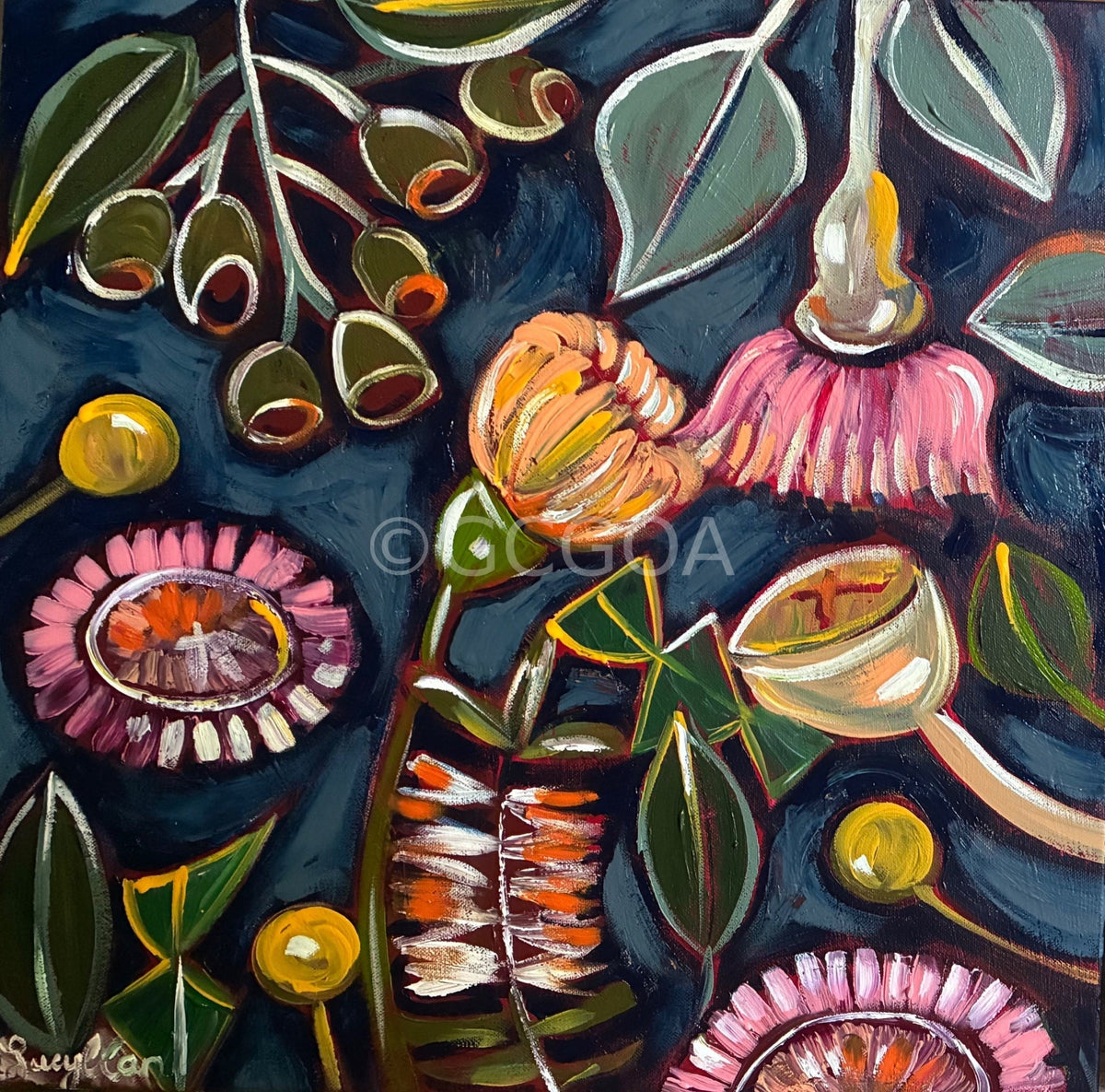 Navy Blue Floral - Gold Coast Gallery Of ArtLucy Car