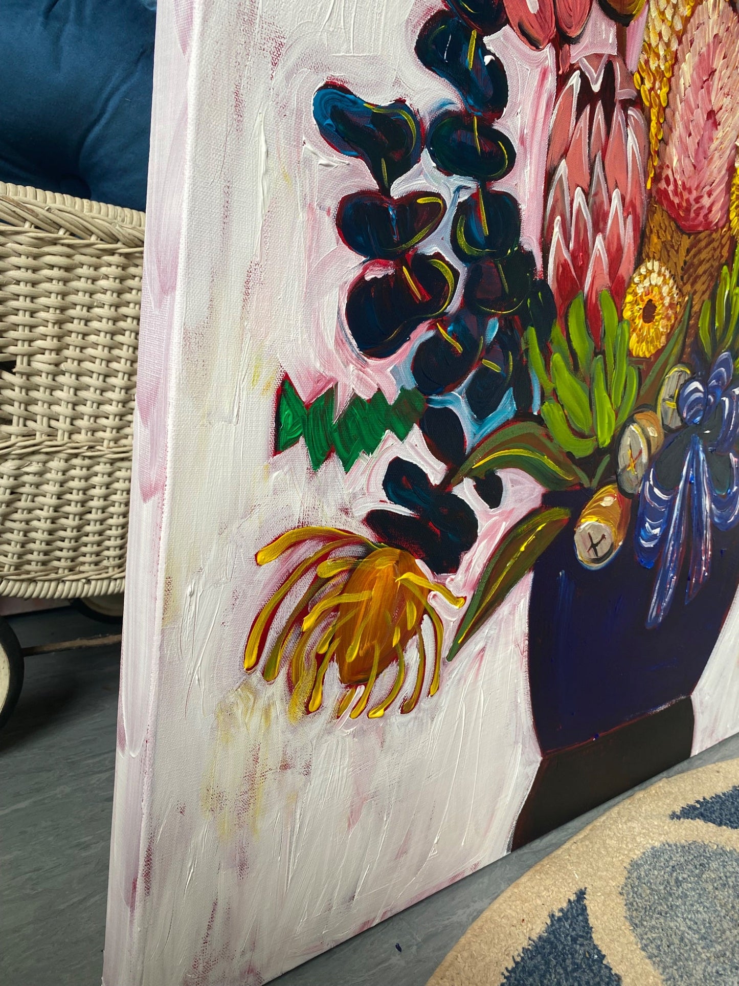 Navy Blue Vase of Natives - Original Art - Gold Coast Gallery Of ArtLucy Car