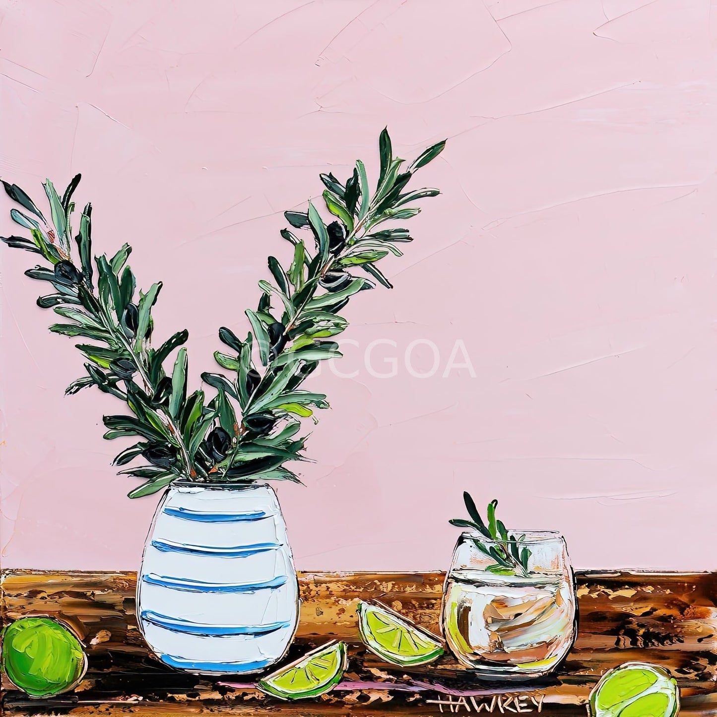 Olive Branch Gin And Limes - Fine Art Print - Gold Coast Gallery Of ArtAngela Hawkey