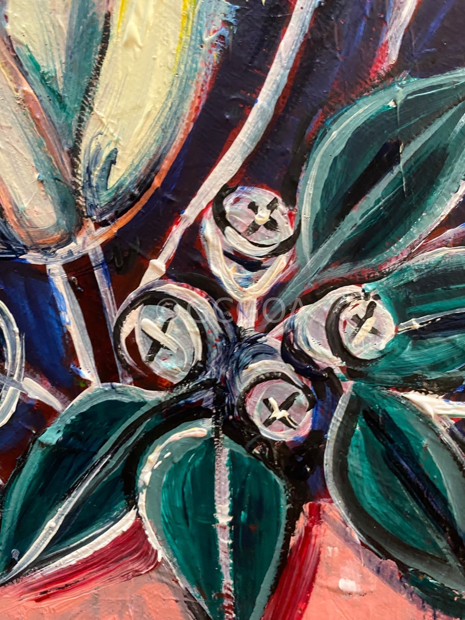 One Protea and Gum leaves - Original Art - Gold Coast Gallery Of ArtLucy Car