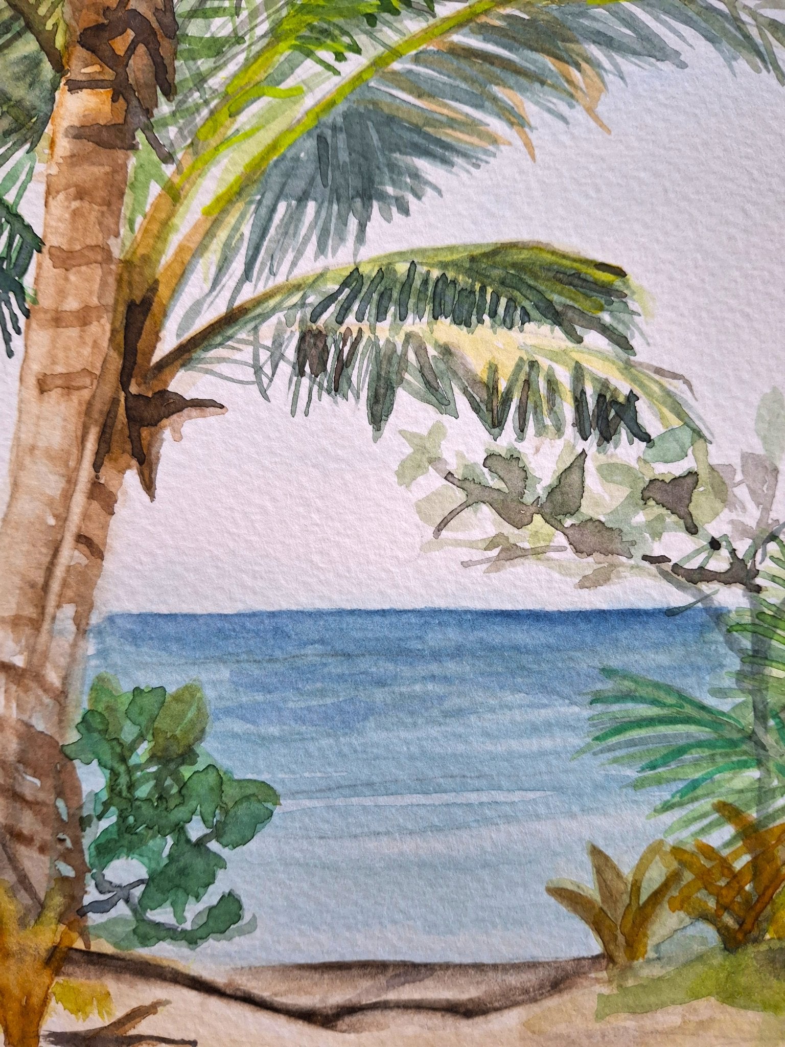 Paradise Beach Watercolour Framed - Gold Coast Gallery Of ArtNatalie K