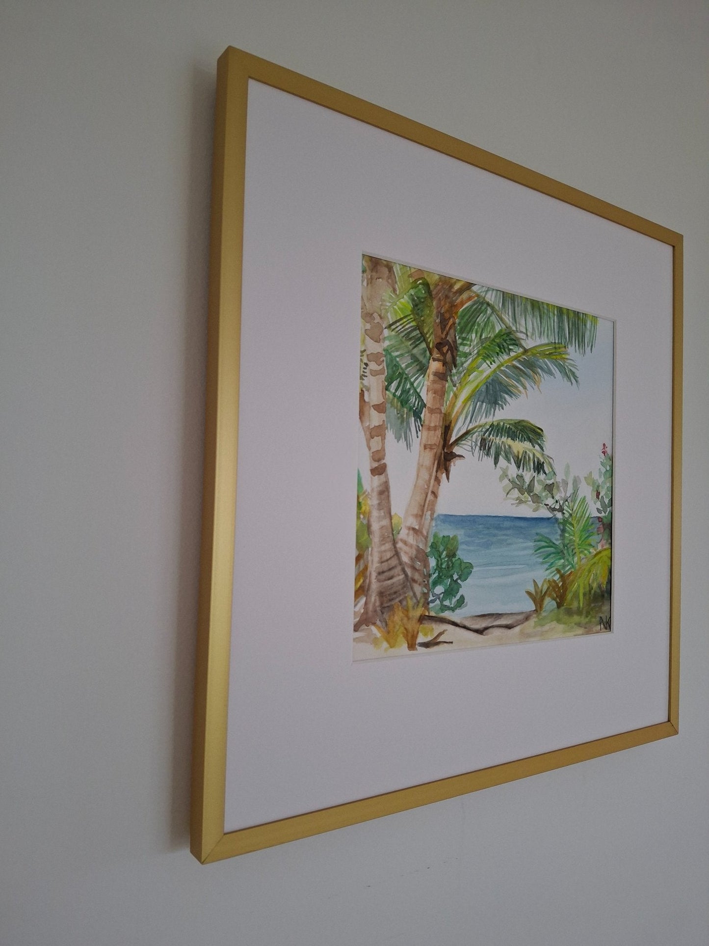 Paradise Beach Watercolour Framed - Gold Coast Gallery Of ArtNatalie K