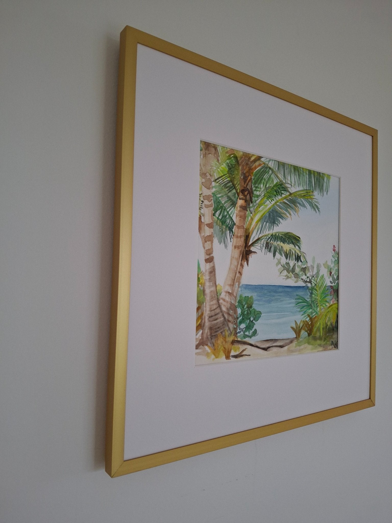 Paradise Beach Watercolour Framed - Gold Coast Gallery Of ArtNatalie K