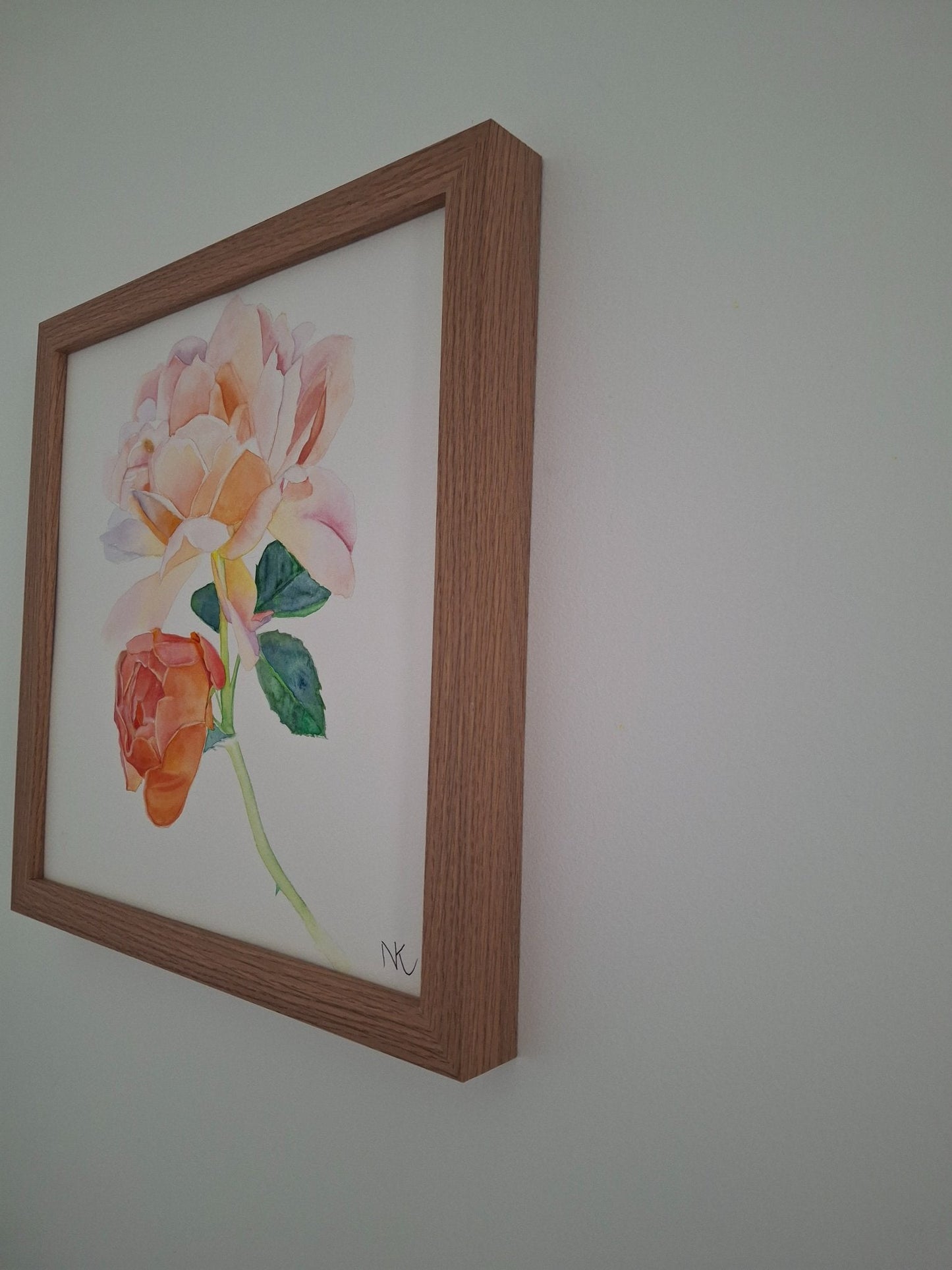 Peach Roses Framed Watercolour - Gold Coast Gallery Of ArtNatalie K
