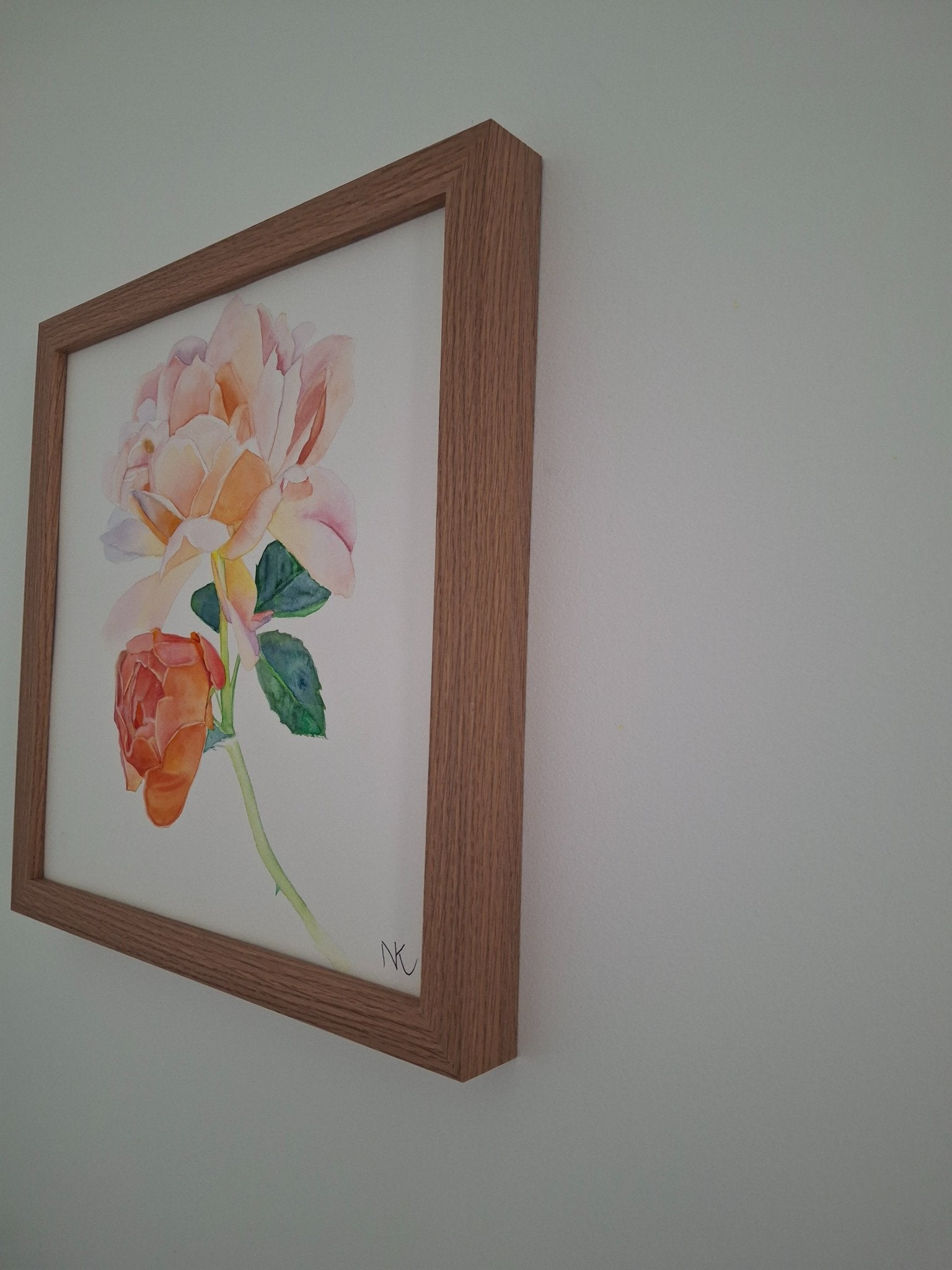 Peach Roses Framed Watercolour - Gold Coast Gallery Of ArtNatalie K