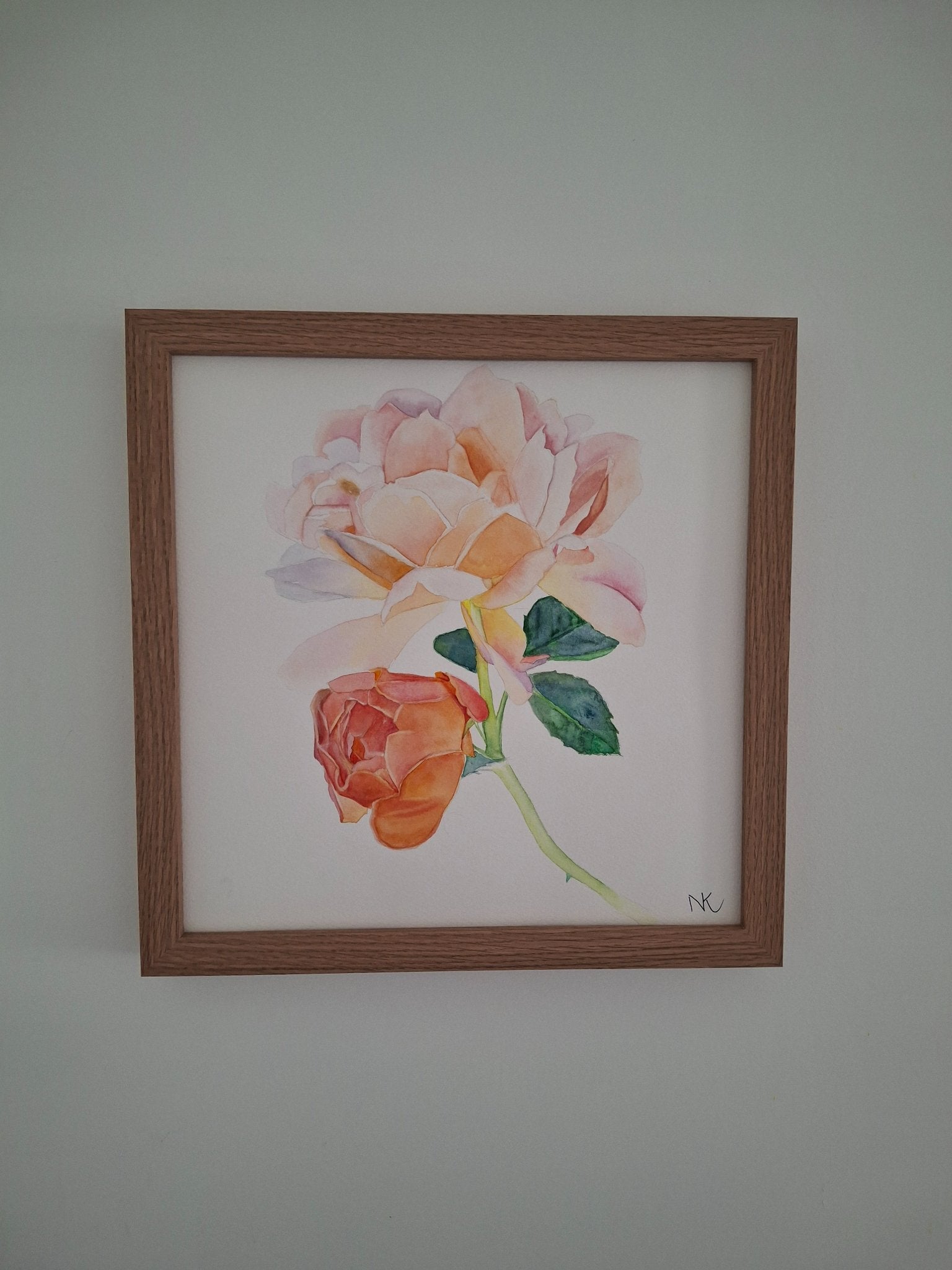 Peach Roses Framed Watercolour - Gold Coast Gallery Of ArtNatalie K