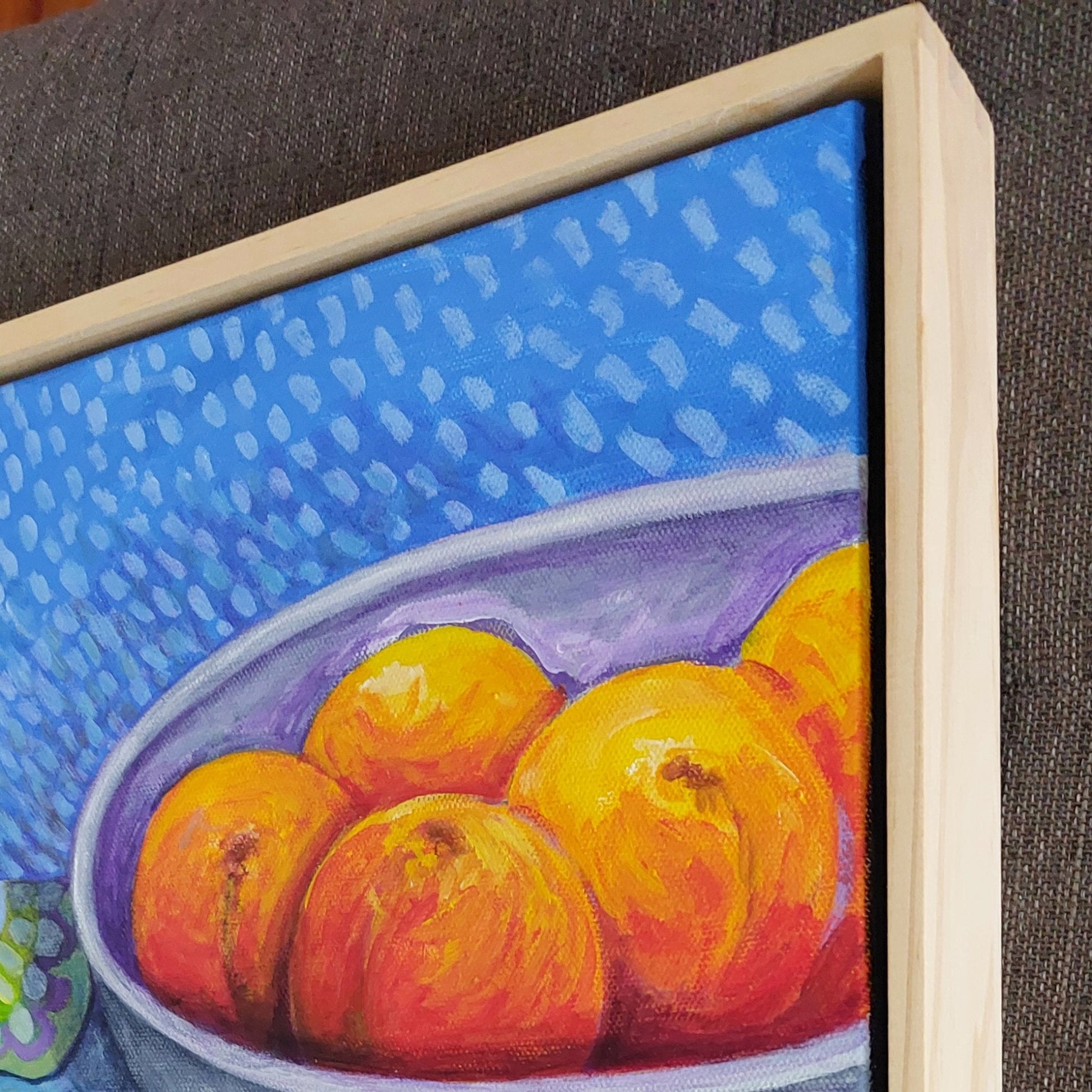 Peaches on Vintage Fabric - Original Art - Gold Coast Gallery Of ArtFiona Thorning