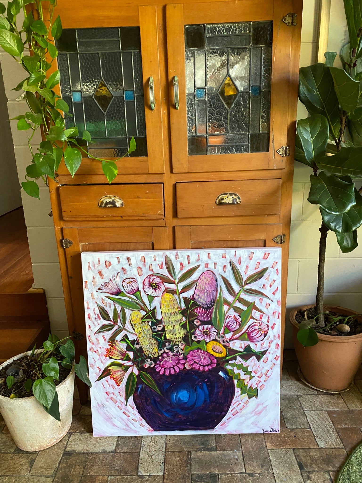Pink Flowers - Original Art - Gold Coast Gallery Of ArtLucy Car