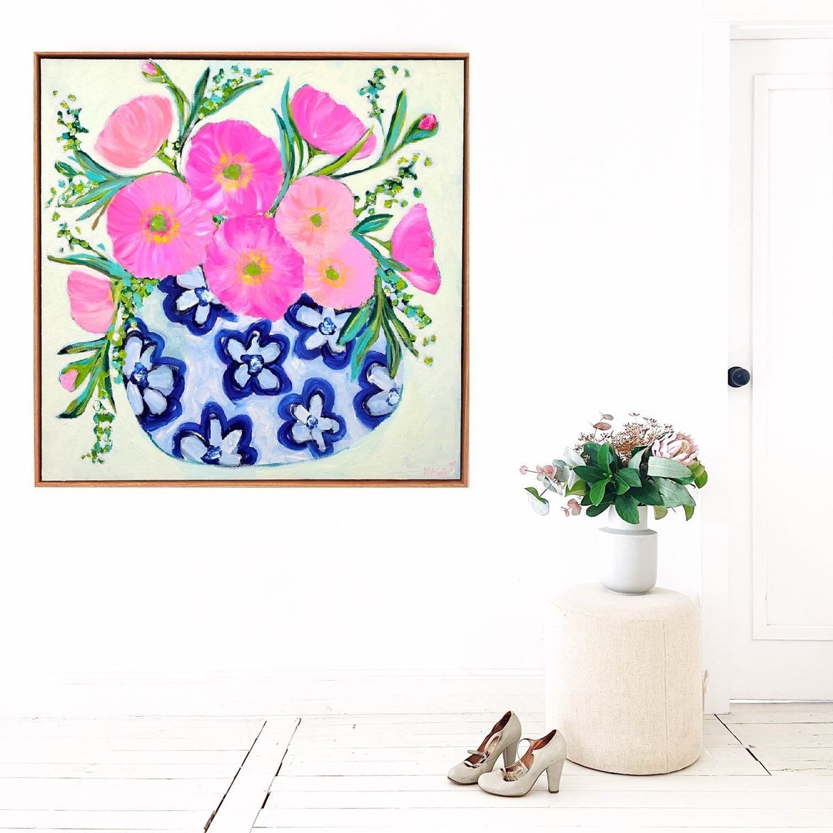 Poppies In Blue Floral Pot - Gold Coast Gallery Of ArtMaggi Mcdonald