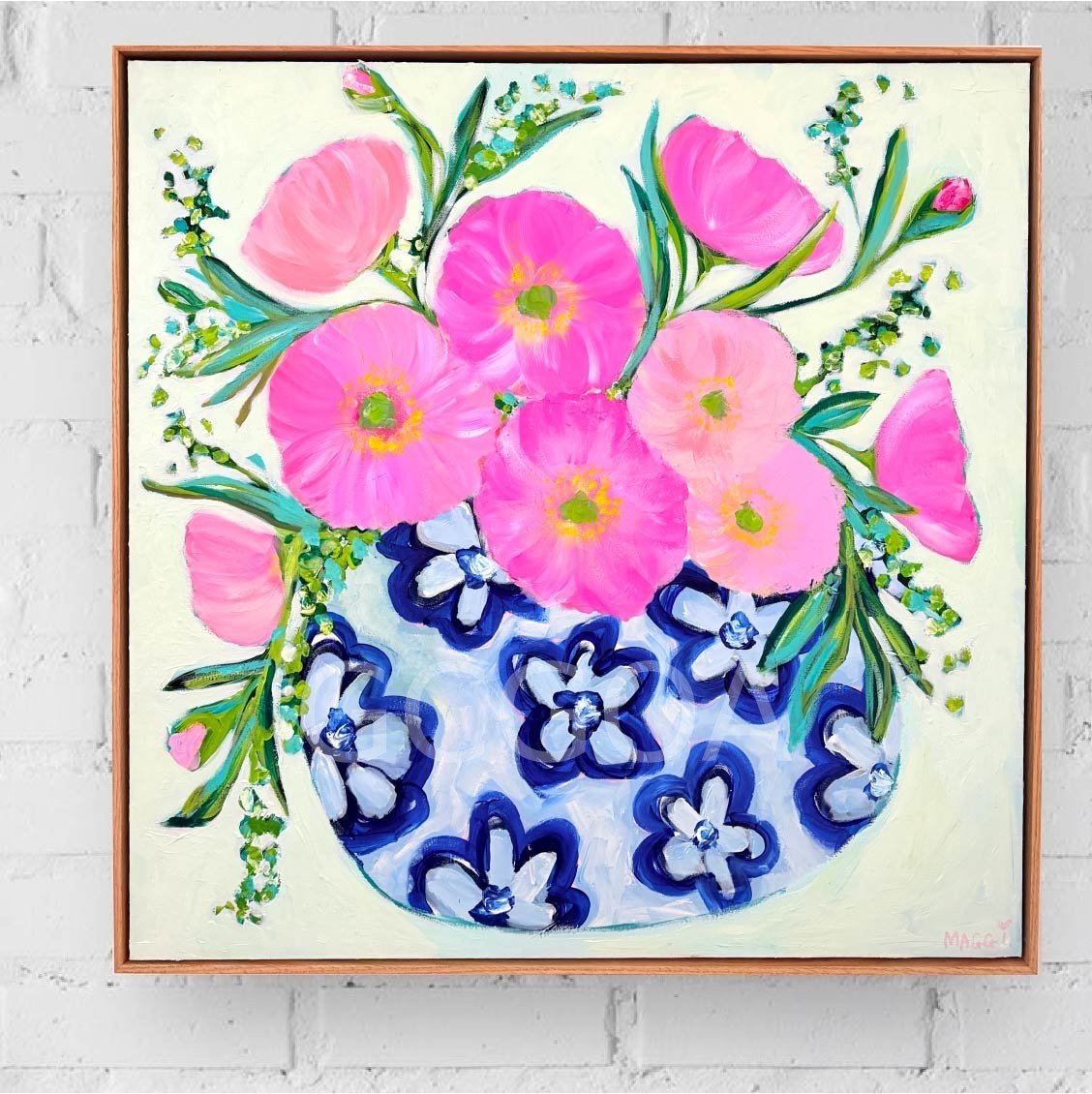 Poppies In Blue Floral Pot - Gold Coast Gallery Of ArtMaggi Mcdonald