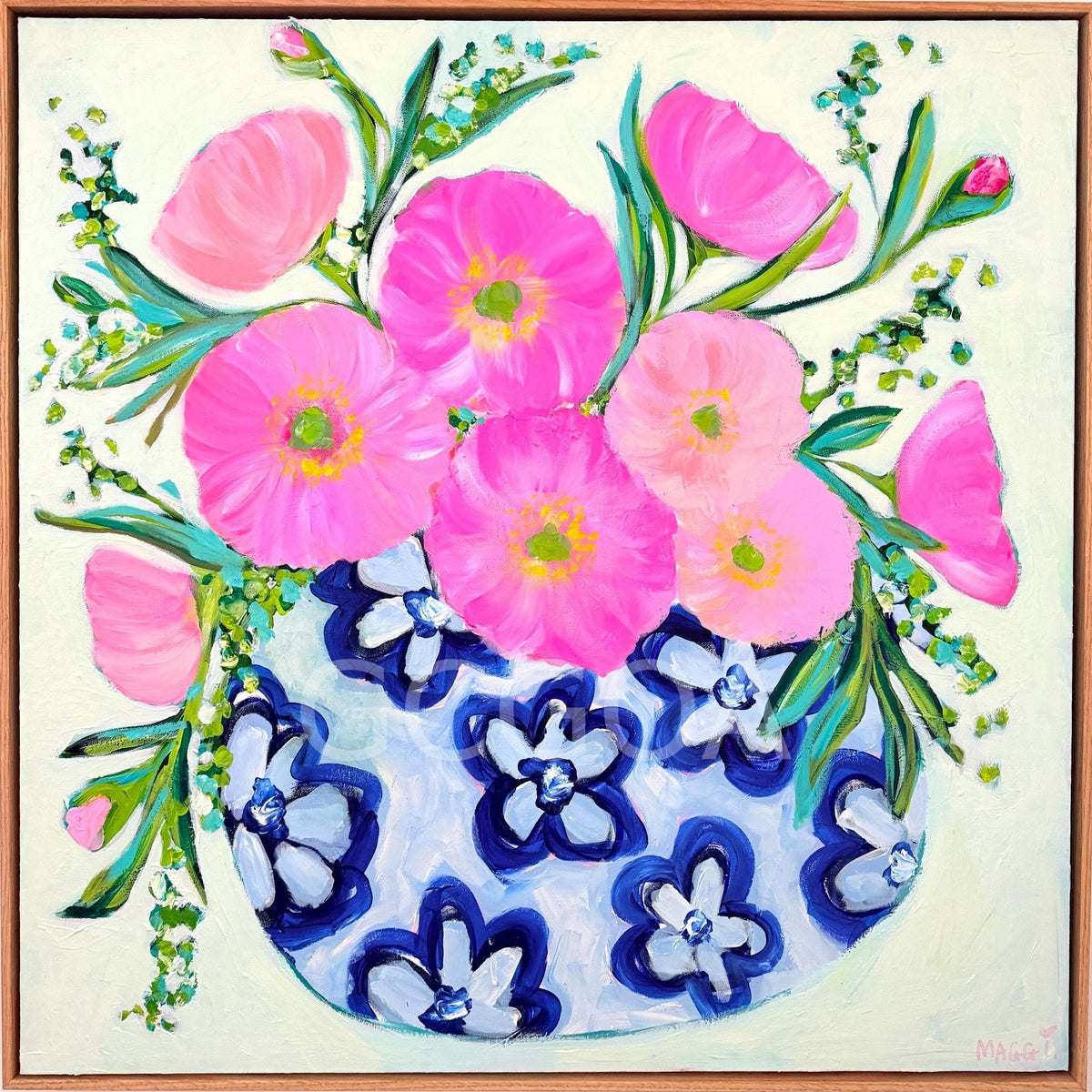 Poppies In Blue Floral Pot - Gold Coast Gallery Of ArtMaggi Mcdonald