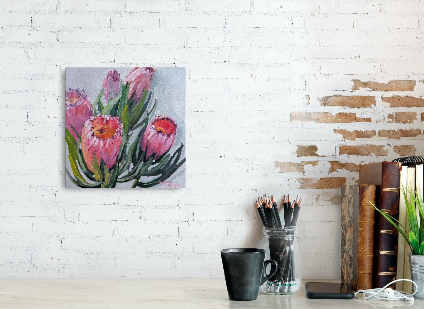 Proteas in Pink - Gold Coast Gallery Of ArtAndriane Georgiou