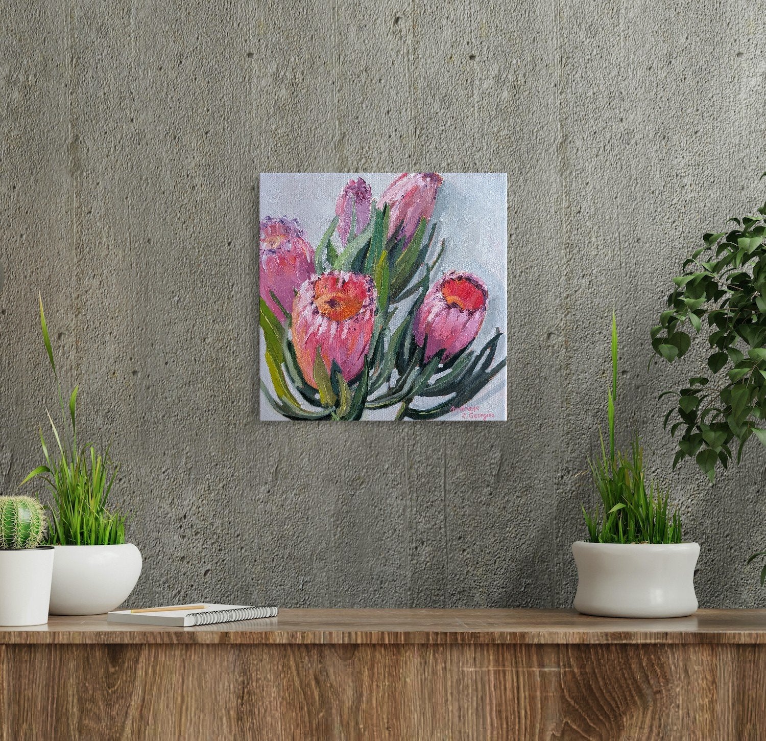 Proteas in Pink - Gold Coast Gallery Of ArtAndriane Georgiou