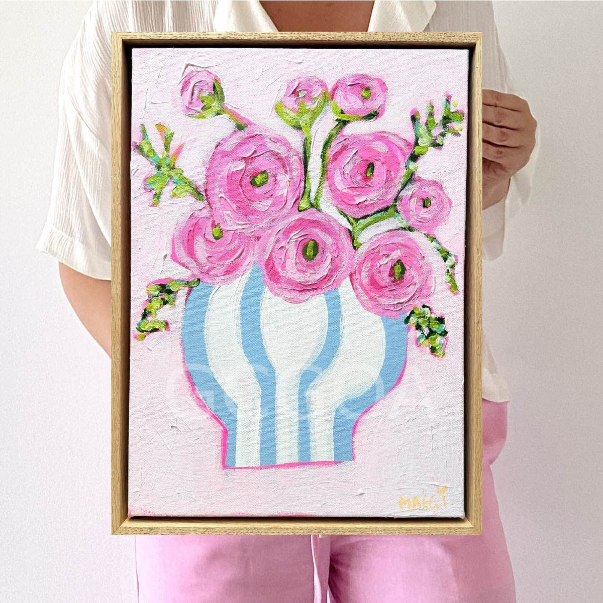 Ranunculus In Blue Stripes - Gold Coast Gallery Of ArtMaggi Mcdonald