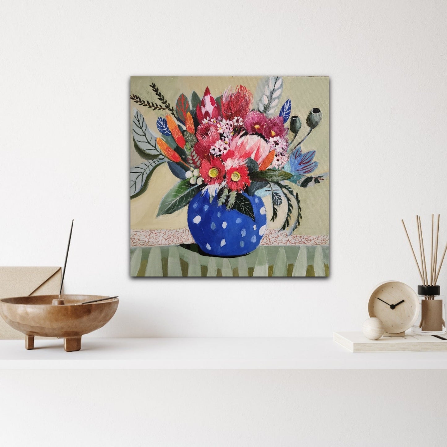 Red Gum Blossom with King Protea - Gold Coast Gallery Of ArtSusan Trudinger