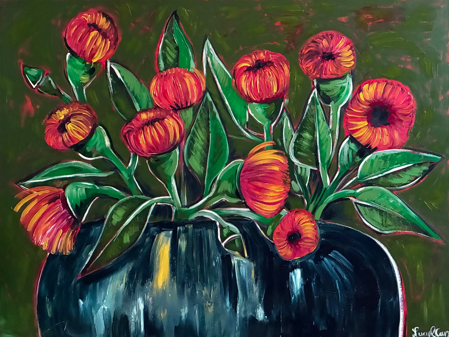 Red Gum Flowers and Olive - Gold Coast Gallery Of ArtLucy Car