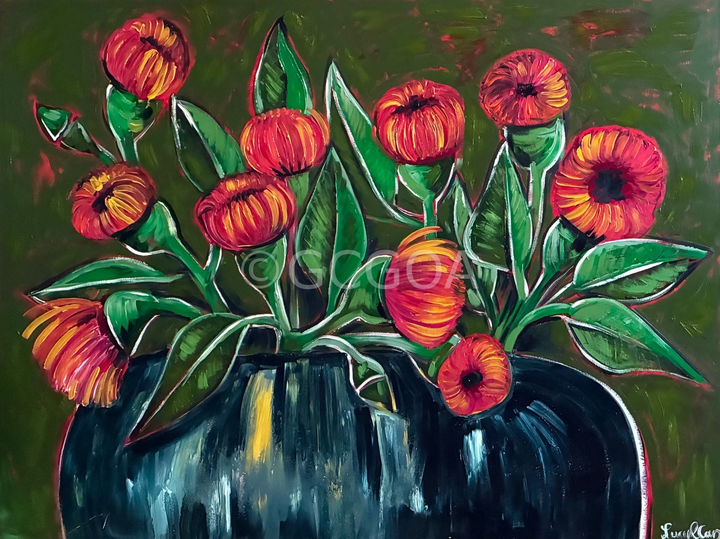 Red Gum Flowers and Olive - Gold Coast Gallery Of ArtLucy Car