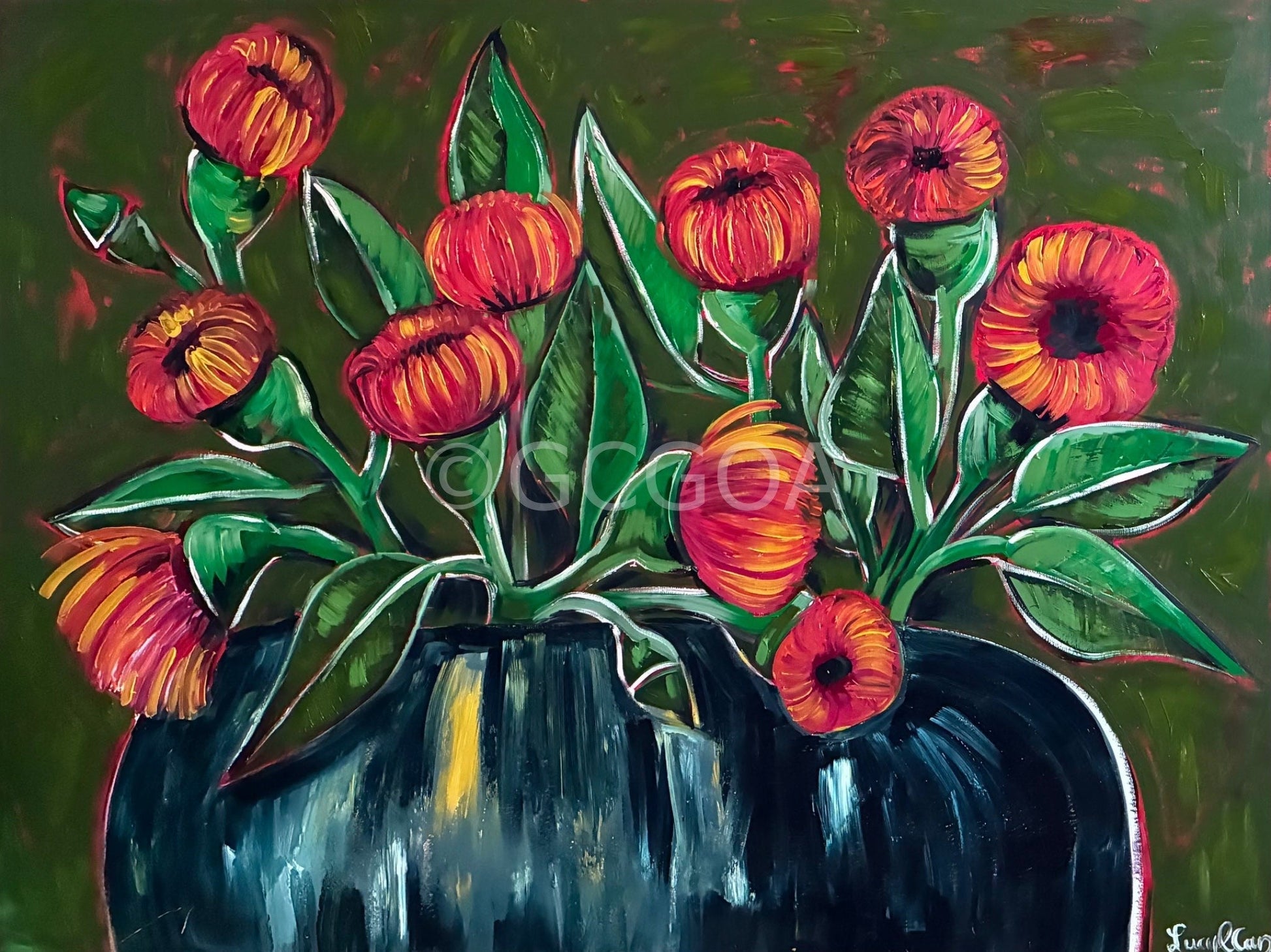 Red Gum Flowers and Olive - Gold Coast Gallery Of ArtLucy Car