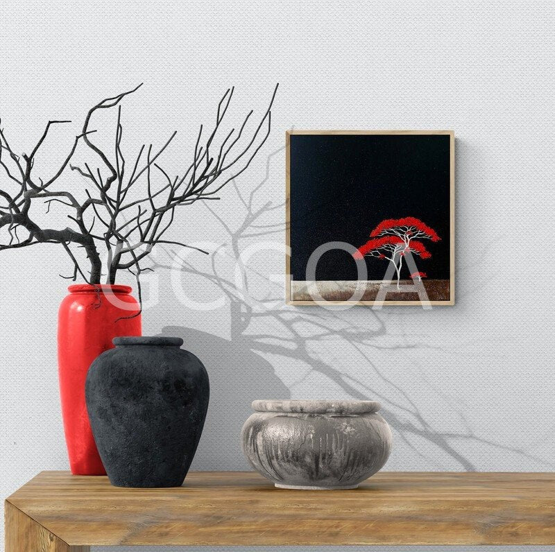 Red Trees Under Dark Sky - Gold Coast Gallery Of ArtLucinda Leveille