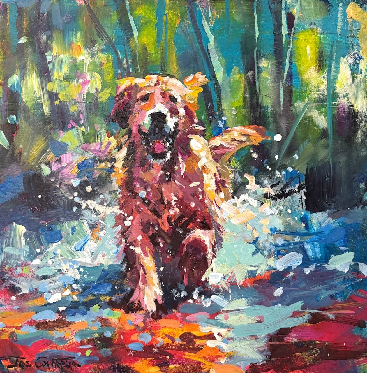 Running Retriever Dog - Gold Coast Gallery Of ArtJos Coufreur